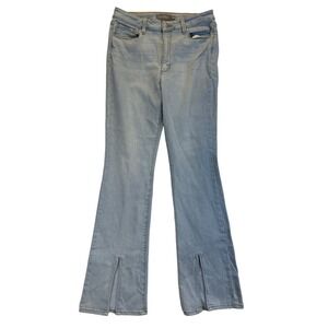 Justusa Jeans Womens 12 Blue Denim Flare Front Leg Slit